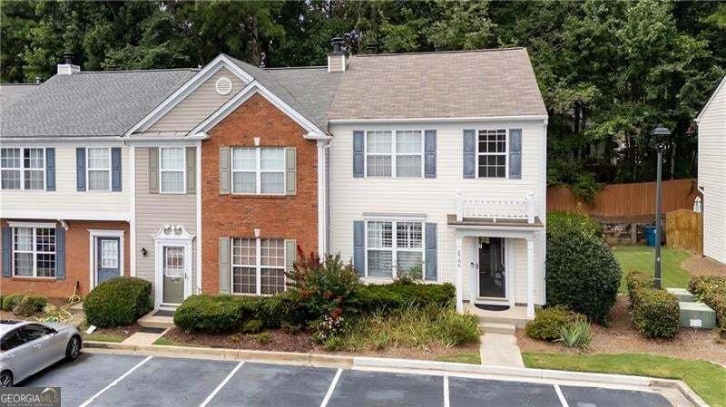 Front exterior of 2766 Ashleigh Lane, the right-hand end-unit townhome